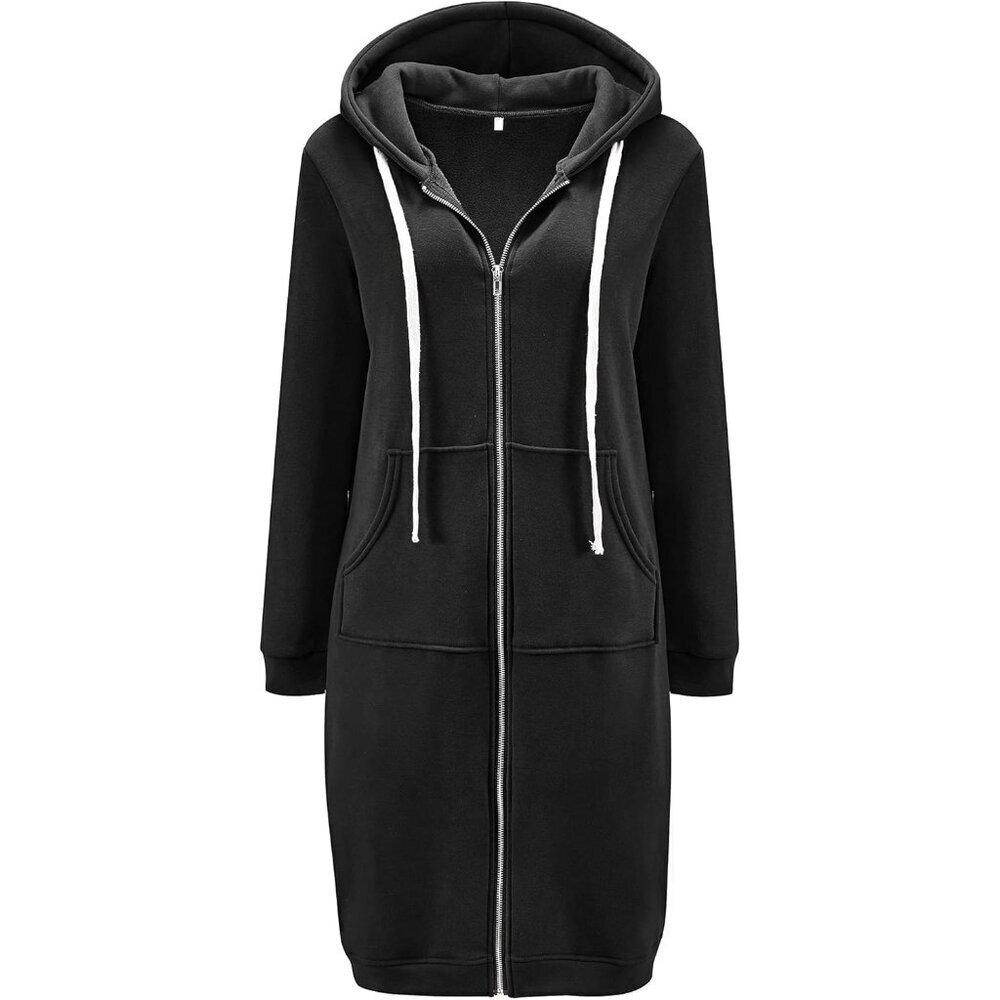 Womens Hoodie Polyester Long Zipper Sweatshirt Plus Size Fall Winter